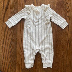 Striped White and Gray Kids One Piece